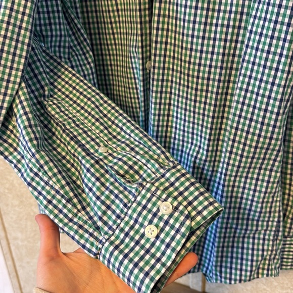Green blue plaid casual button down - Picture 3 of 4